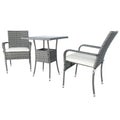 3 Piece Patio Wicker Conversation Set Grey Wicker White Cushion Yes Sectional Grey Rust Resistant Frame Mildew Resistant Cushion Garden & Outdoor Modern 2 Person Seating Group Fiber Foam Pads Rattan Metal
