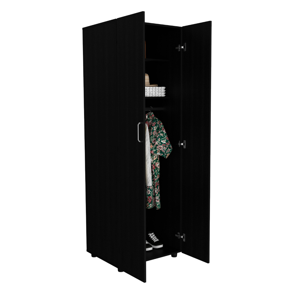 Slim Armoire Barkley, Bedroom, Black Black Particle Board Particle Board