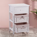 One Drawer Nightstand With Two Removable Baskets, Storage Bedside Table, Modern End Table With Tall Legs, Indoors, White White Solid Wood Mdf