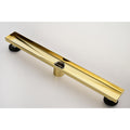 24 Inches Linear Shower Drain, Included Hair Strainer And Leveling Feet Brushed Gold Stainless Steel