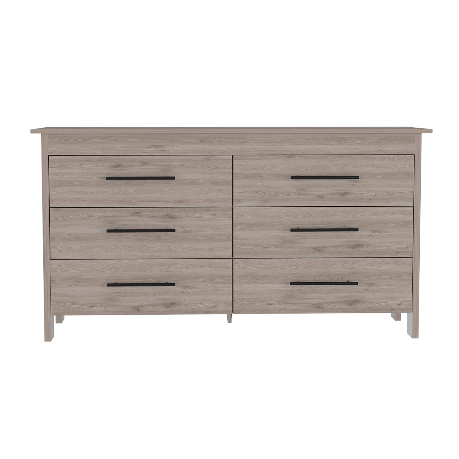 6 Drawer Double Dresser Wezz, Bedroom, Light Gray Light Gray Particle Board Particle Board