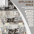 Modern Dining Table For 6 8, 7 Piece Kitchen Dining Table Set, Gray Sintered Stone Dining Table With 6 Tufted Upholstered Chairs, 63 Inch Rectangle Dining Table For Dining Room 1 Table 6 Chair Gray Farmhouse,Mid Century Modern,Modern Sintered Stone