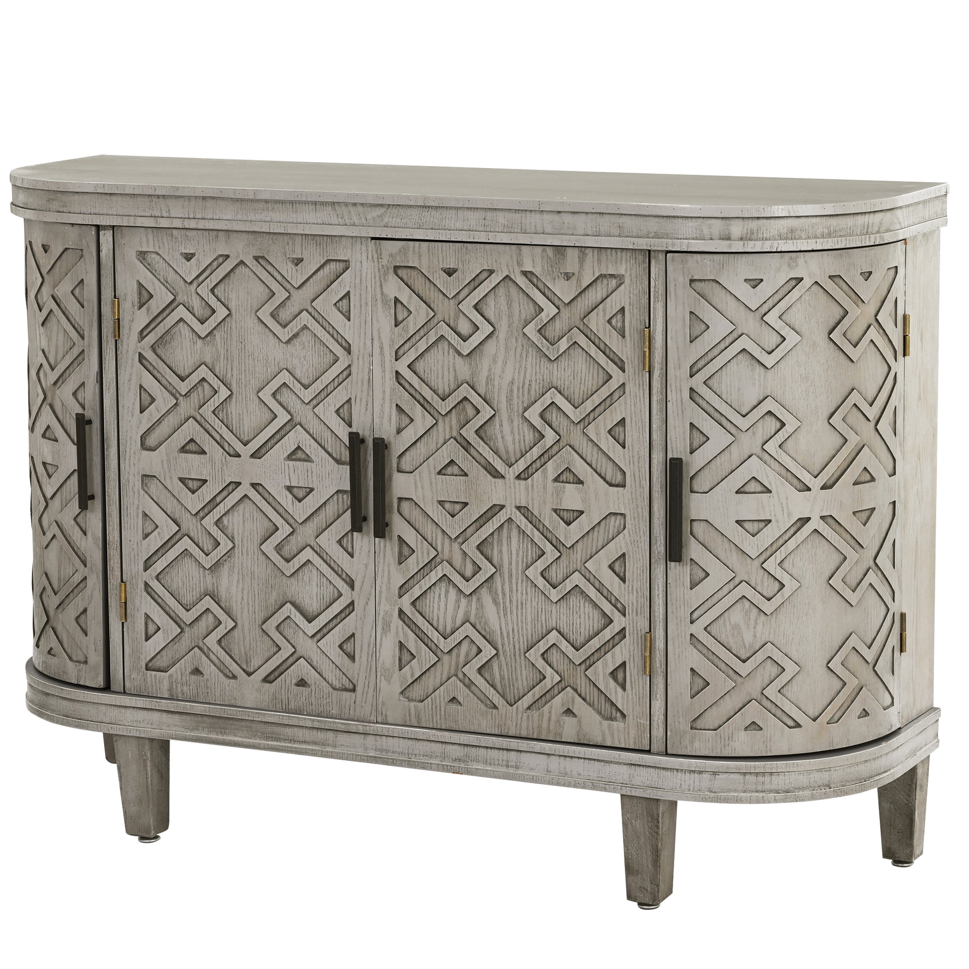 Accent Storage Cabinet Sideboard Wooden Cabinet With Antique Pattern Doors For Hallway, Entryway, Living Room Antique Gray Mdf