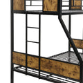 Twin Over Full Metal Bunk Bed With Trundle 2 Side Ladder And Full Length Guardrail, No Box Spring Needed, Large Under Bed Storage, Easy Assembleblack & Brown Black Brown Mdf Metal