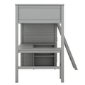 Twin Size Loft Bed With Desk, Shelves And Wardrobe Gray Gray Solid Wood