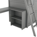 Twin Size Loft Bed With Desk, Shelves And Wardrobe Gray Gray Solid Wood