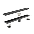 24 Inches Linear Shower Drain, Included Hair Strainer And Leveling Feet Matte Black Stainless Steel