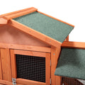 Large Wooden Rabbit Hutch Indoor And Outdoor Bunny Cage With A Removable Tray And A Waterproof Roof, Orange Red Orange Wood