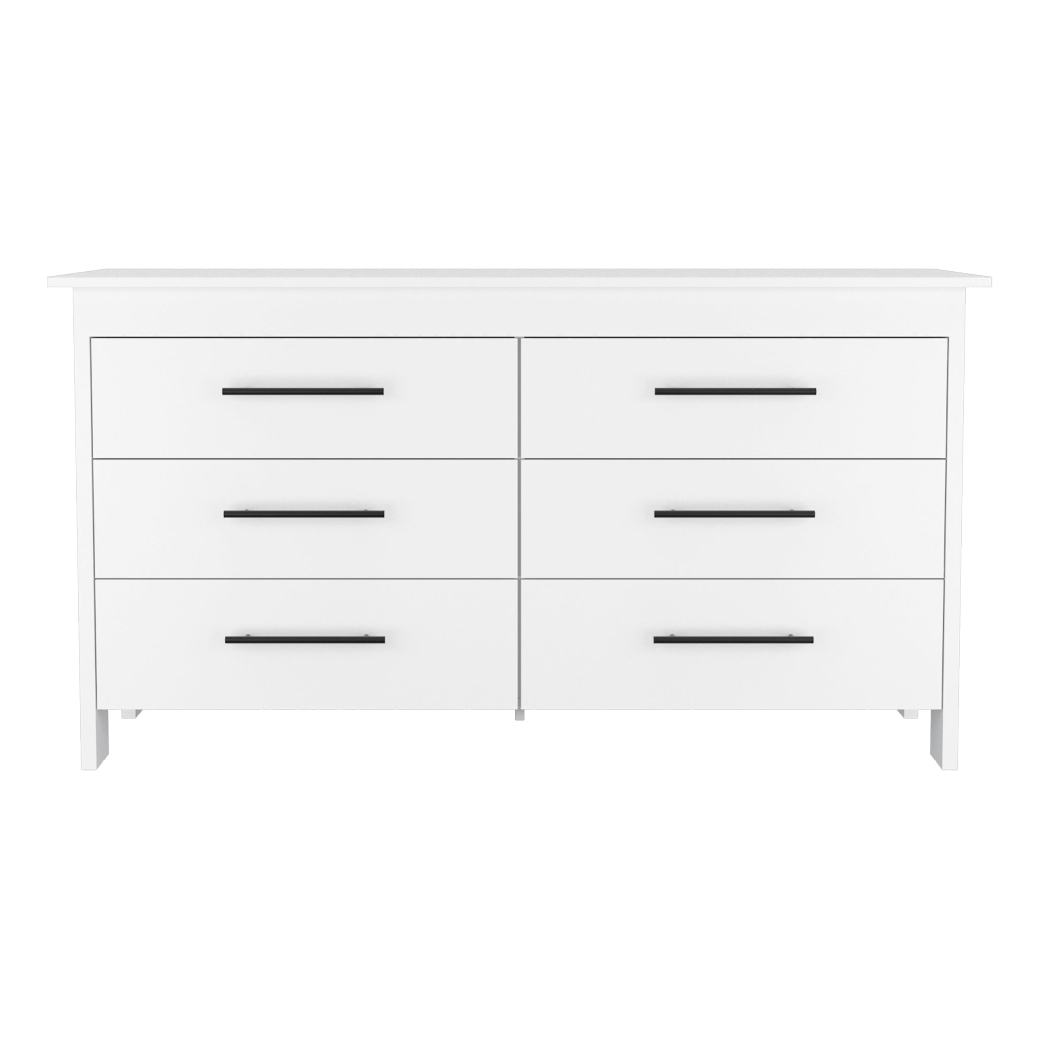 6 Drawer Double Dresser Wezz, Bedroom, White White Particle Board Particle Board