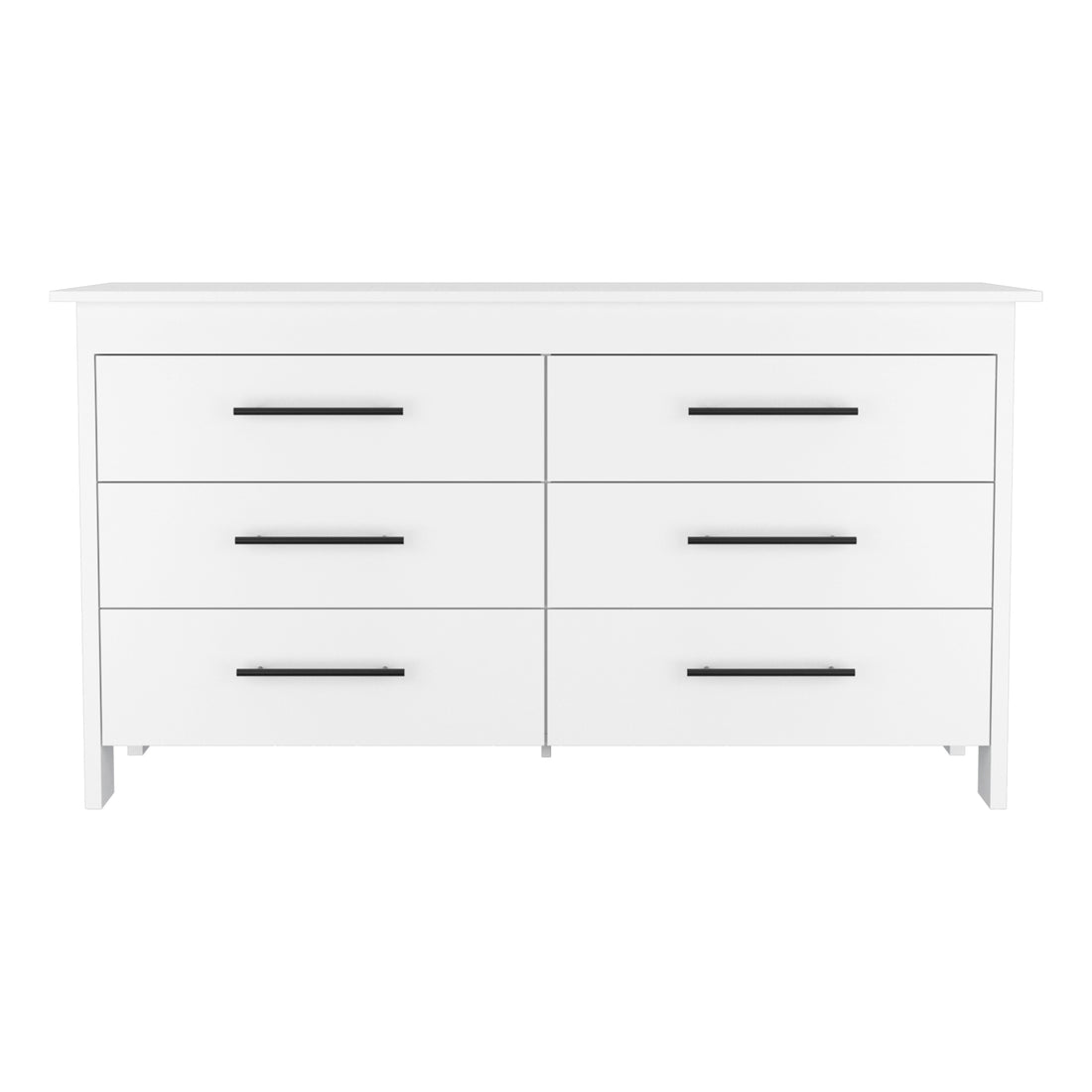 6 Drawer Double Dresser Wezz, Bedroom, White White Particle Board Particle Board