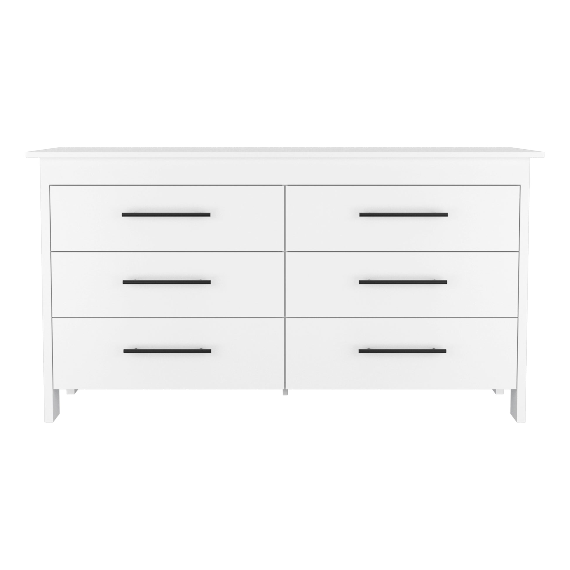 6 Drawer Double Dresser Wezz, Bedroom, White White Particle Board Particle Board