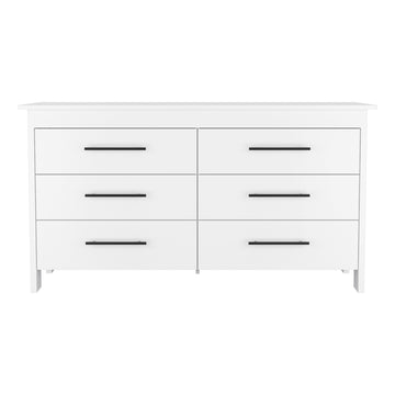 6 Drawer Double Dresser Wezz, Bedroom, White White Particle Board Particle Board