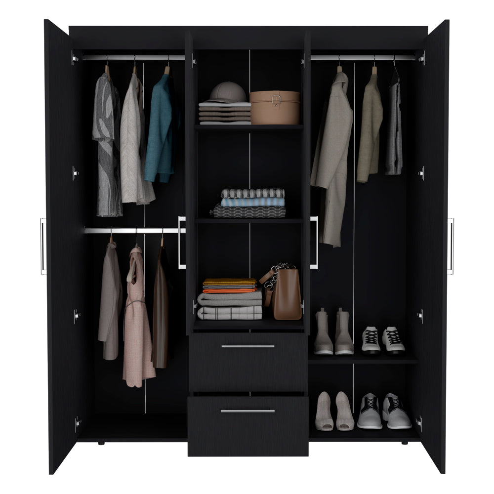 Armoire Elma, Bedroom, Black Black Particle Board Particle Board