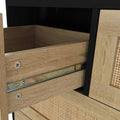 4 Drawers Rattan Cabinet,For Bedroom,Living Room,Dining Room,Hallways,Easy Assembly, Black Black Particle Board