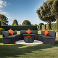 6 Piece Patio Wicker Outdoor Sectional Set 6 Seater Conversation Set With 2 Storage Box Under Seat Black Wicker Dark Grey Cushion 3 Pillow Yes Complete Patio Set Black Rust Resistant Frame Mildew Resistant Cushion Garden & Outdoor Modern Complete Patio