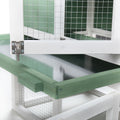 Large Wooden Rabbit Hutch Indoor And Outdoor Bunny Cage With A Removable Tray And A Waterproof Roof, Grey Green White Green Wood