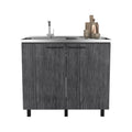 Utility Sink Cabinet Burwood, Kitchen, Smokey Oak Gray Particle Board Particle Board