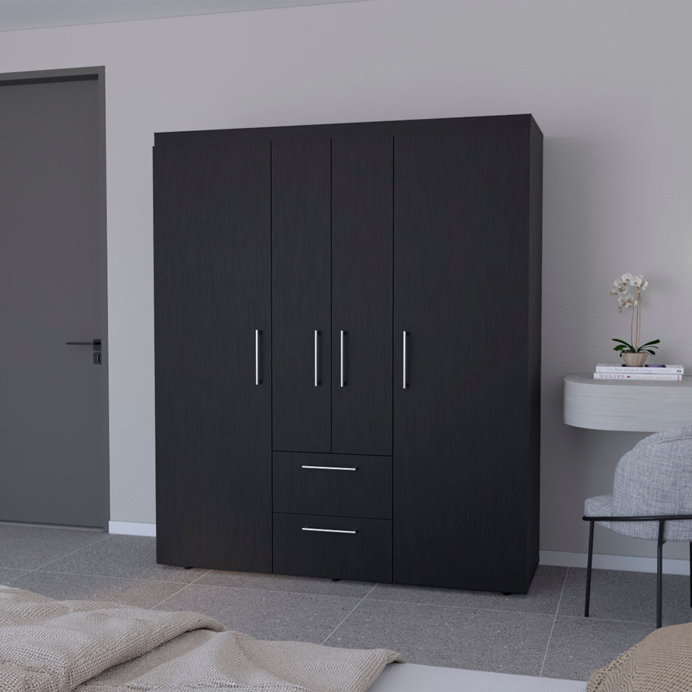 Armoire Elma, Bedroom, Black Black Particle Board Particle Board