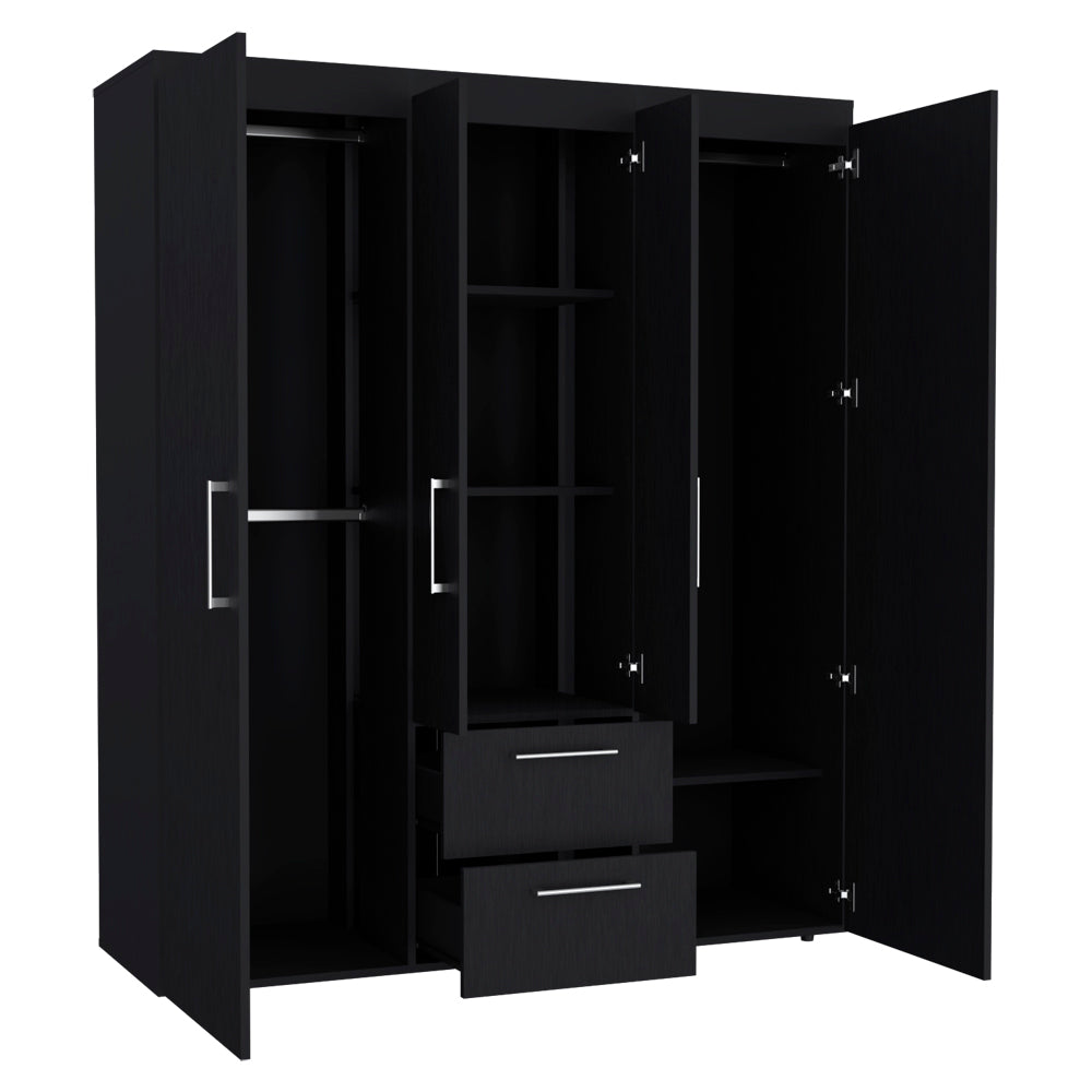 Armoire Elma, Bedroom, Black Black Particle Board Particle Board