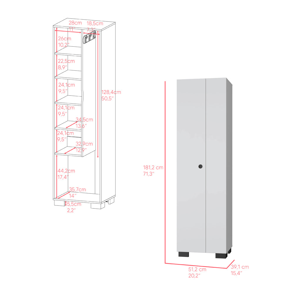 Broom Cabinet Lucin, Garage, White White Particle Board Particle Board