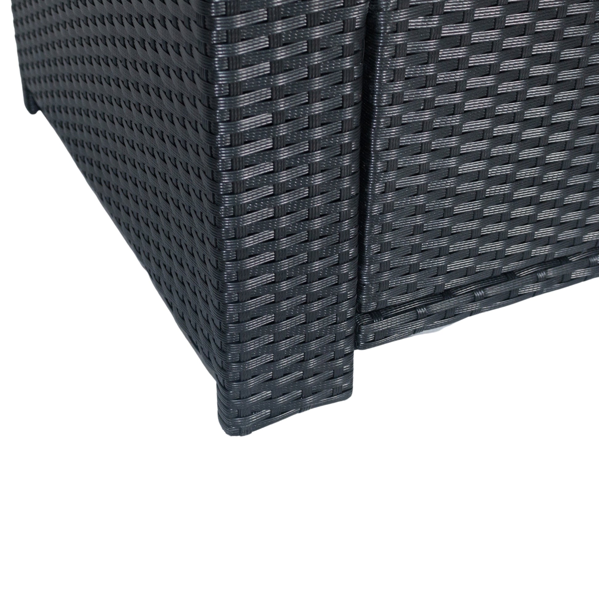 5 Piece Patio Wicker Outdoor Sectional Set 9 Seater Conversation Set With 3 Storage Under Seat Black Wicker Dark Grey Cushion Yes Complete Patio Set Black Rust Resistant Frame Mildew Resistant Cushion Garden & Outdoor Modern Complete Patio Sets Fiber