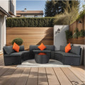 6 Piece Patio Wicker Outdoor Sectional Set 6 Seater Conversation Set With 2 Storage Box Under Seat Black Wicker Dark Grey Cushion 3 Pillow Yes Complete Patio Set Black Rust Resistant Frame Mildew Resistant Cushion Garden & Outdoor Modern Complete Patio