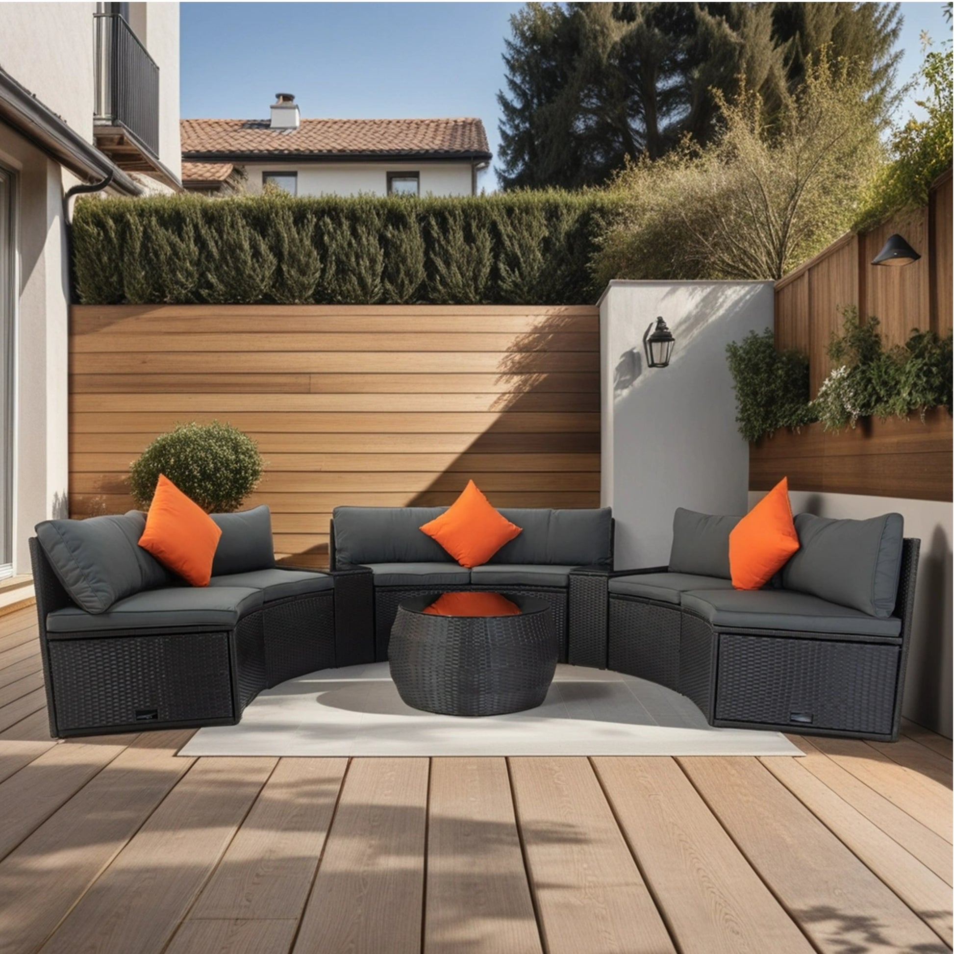 6 Piece Patio Wicker Outdoor Sectional Set 6 Seater Conversation Set With 2 Storage Box Under Seat Black Wicker Dark Grey Cushion 3 Pillow Yes Complete Patio Set Black Rust Resistant Frame Mildew Resistant Cushion Garden & Outdoor Modern Complete Patio