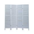 Sycamore Wood 4 Panel Screen Folding Louvered Room Divider Old White White Wood