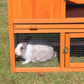 Large Wooden Rabbit Hutch Indoor And Outdoor Bunny Cage With A Removable Tray And A Waterproof Roof, Orange Red Orange Wood