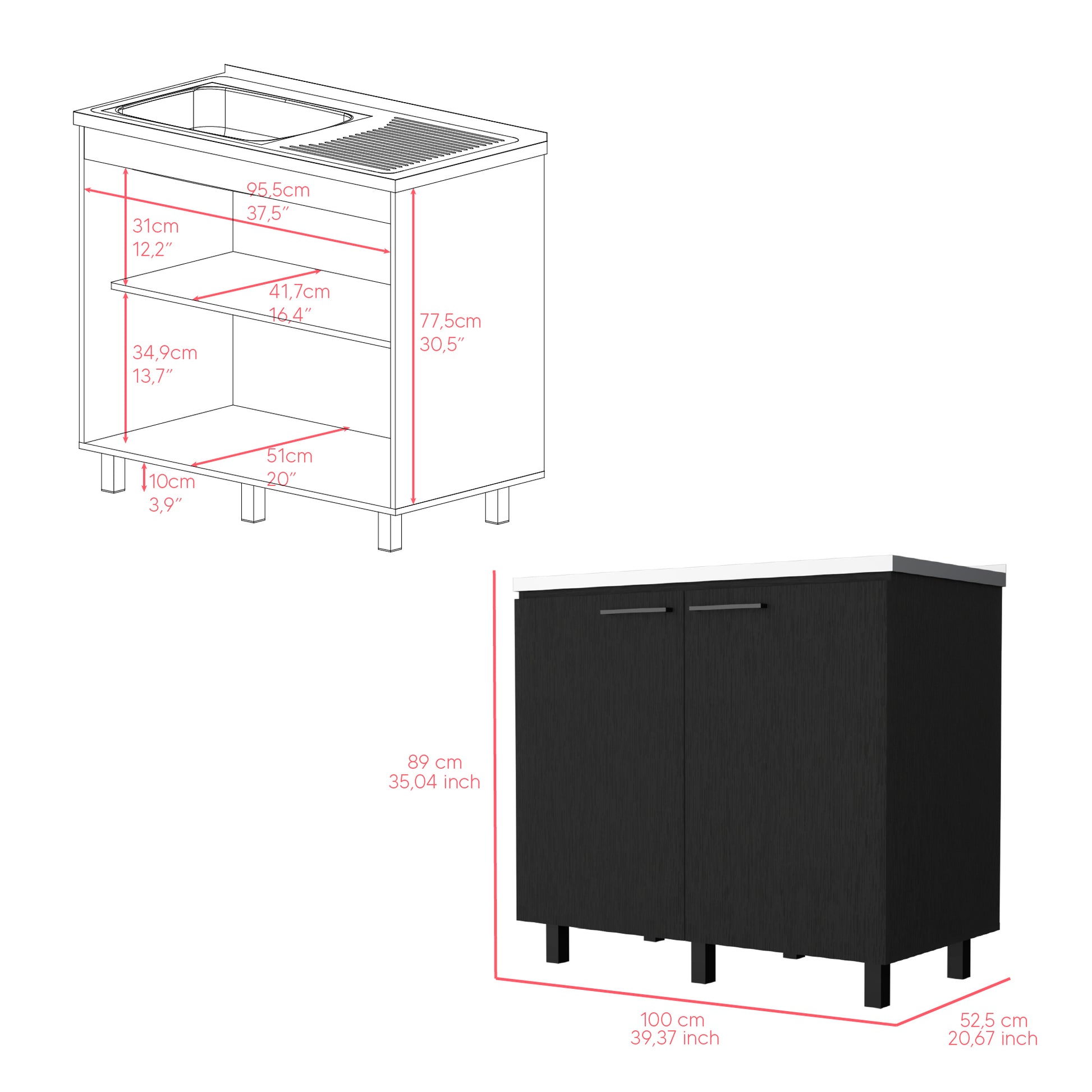 Utility Sink Cabinet Burwood, Kitchen, White White Particle Board Particle Board