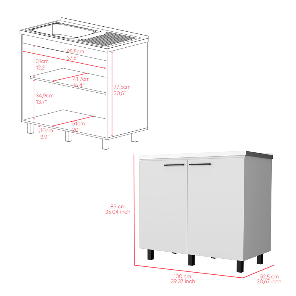 Utility Sink Cabinet Burwood, Kitchen, White White Particle Board Particle Board