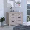 6 Drawer Double Dresser Toret, Bedroom, Light Gray Light Gray Particle Board Particle Board