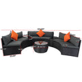 6 Piece Patio Wicker Outdoor Sectional Set 6 Seater Conversation Set With 2 Storage Box Under Seat Black Wicker Dark Grey Cushion 3 Pillow Yes Complete Patio Set Black Rust Resistant Frame Mildew Resistant Cushion Garden & Outdoor Modern Complete Patio