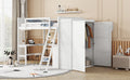 Full Size Loft Bed With Desk, Shelves And Wardrobe White White Solid Wood