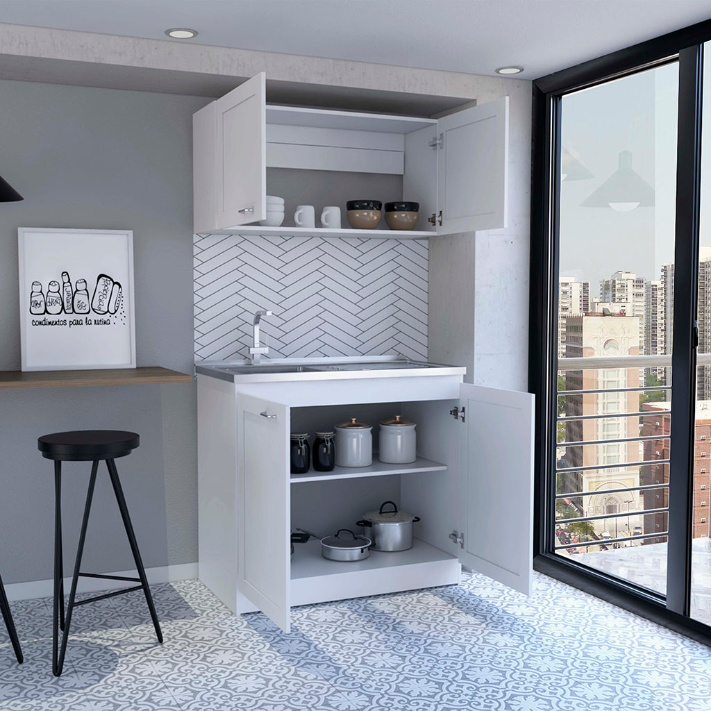 Cabinet Set Zeus, Garage, White White Particle Board Particle Board