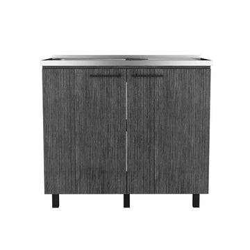 Utility Sink Cabinet Burwood, Kitchen, Smokey Oak Gray Particle Board Particle Board