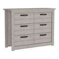 6 Drawer Double Dresser Toret, Bedroom, Light Gray Light Gray Particle Board Particle Board