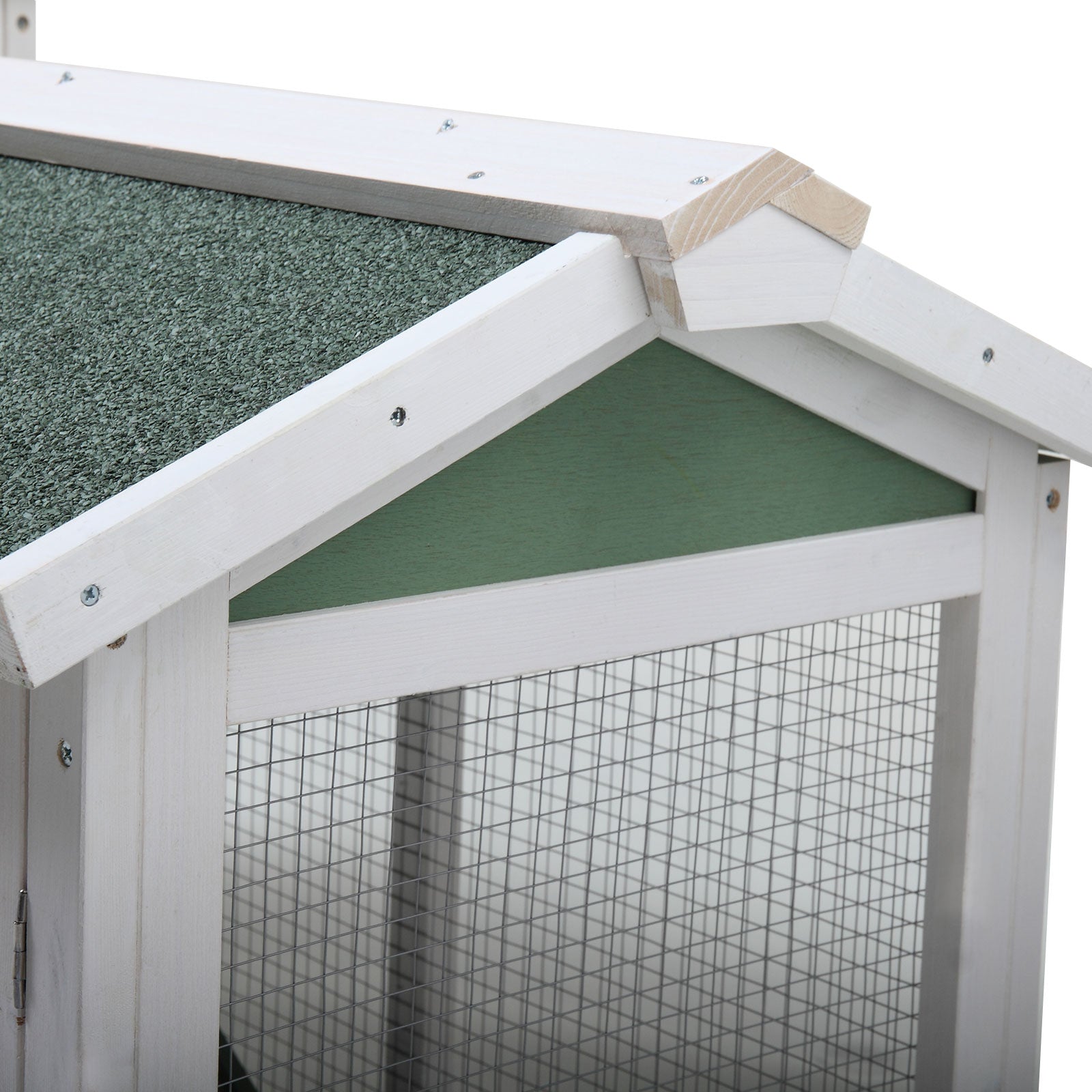 Large Wooden Rabbit Hutch Indoor And Outdoor Bunny Cage With A Removable Tray And A Waterproof Roof, Grey Green White Green Wood