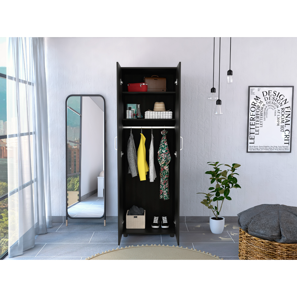 Slim Armoire Barkley, Bedroom, Black Black Particle Board Particle Board