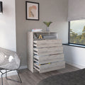 Four Drawer Dresser Wuju, Bedroom, Light Gray White Light Gray Particle Board Particle Board