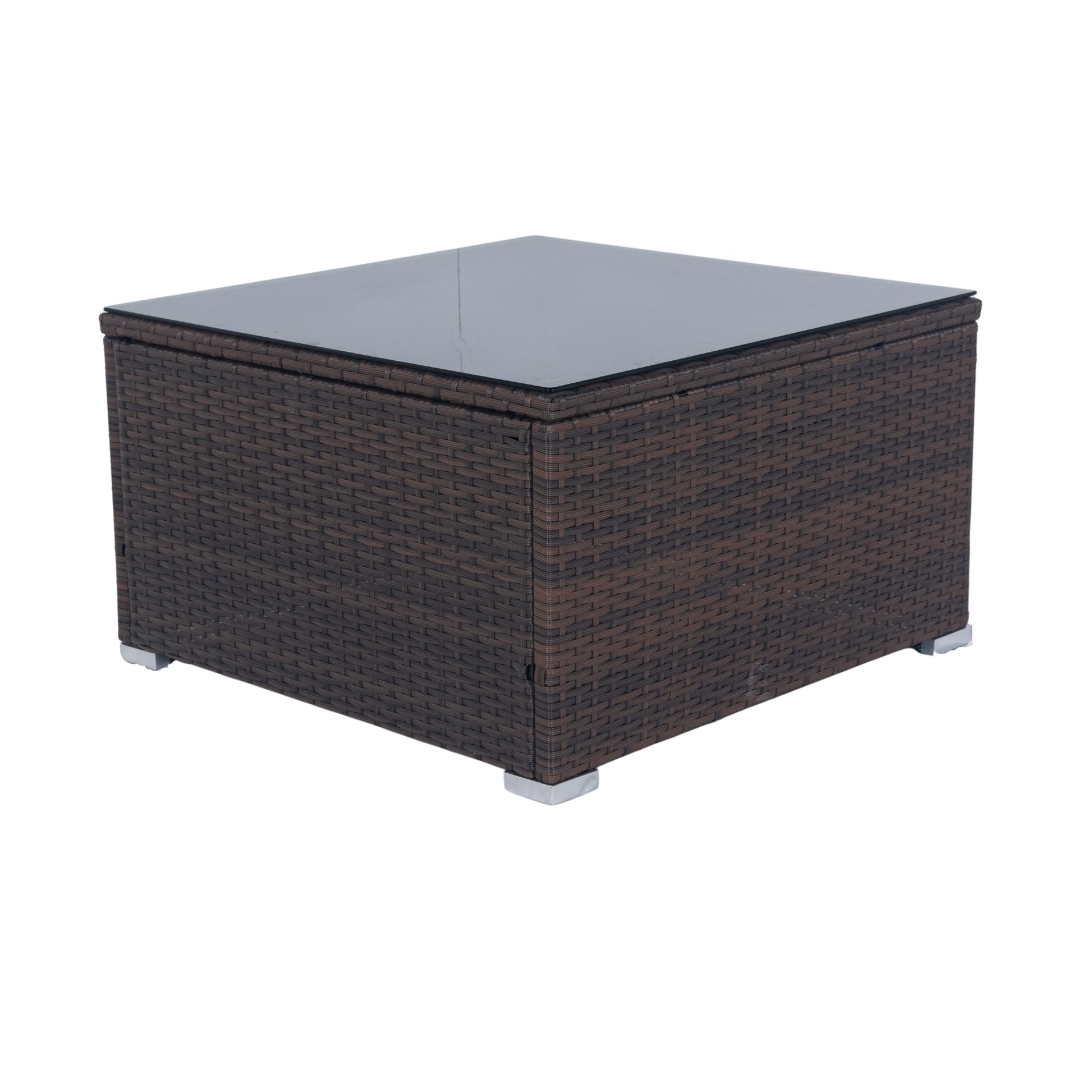 11 Piece Patio Wicker Conversation Set, 10 Seater Patio Sectional Set With 3 Storage Box Under Seat Brown Wicker White Cushion Yes Complete Patio Set Brown Rust Resistant Frame Mildew Resistant Cushion Garden & Outdoor Modern Complete Patio Sets Fiber