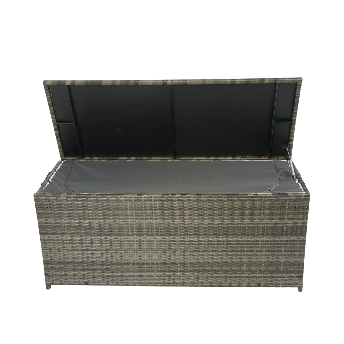 Outdoor Storage Box, 113 Gallon Wicker Patio Deck Boxes With Lid, Outdoor Cushion Storage For Kids Toys, Pillows, Towel Grey Wicker No Grey Rust Resistant Frame Mildew Resistant Cushion Garden &