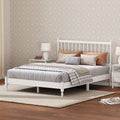 King Size Wood Platform Bed With Gourd Shaped Headboard,Antique White Antique White Wood