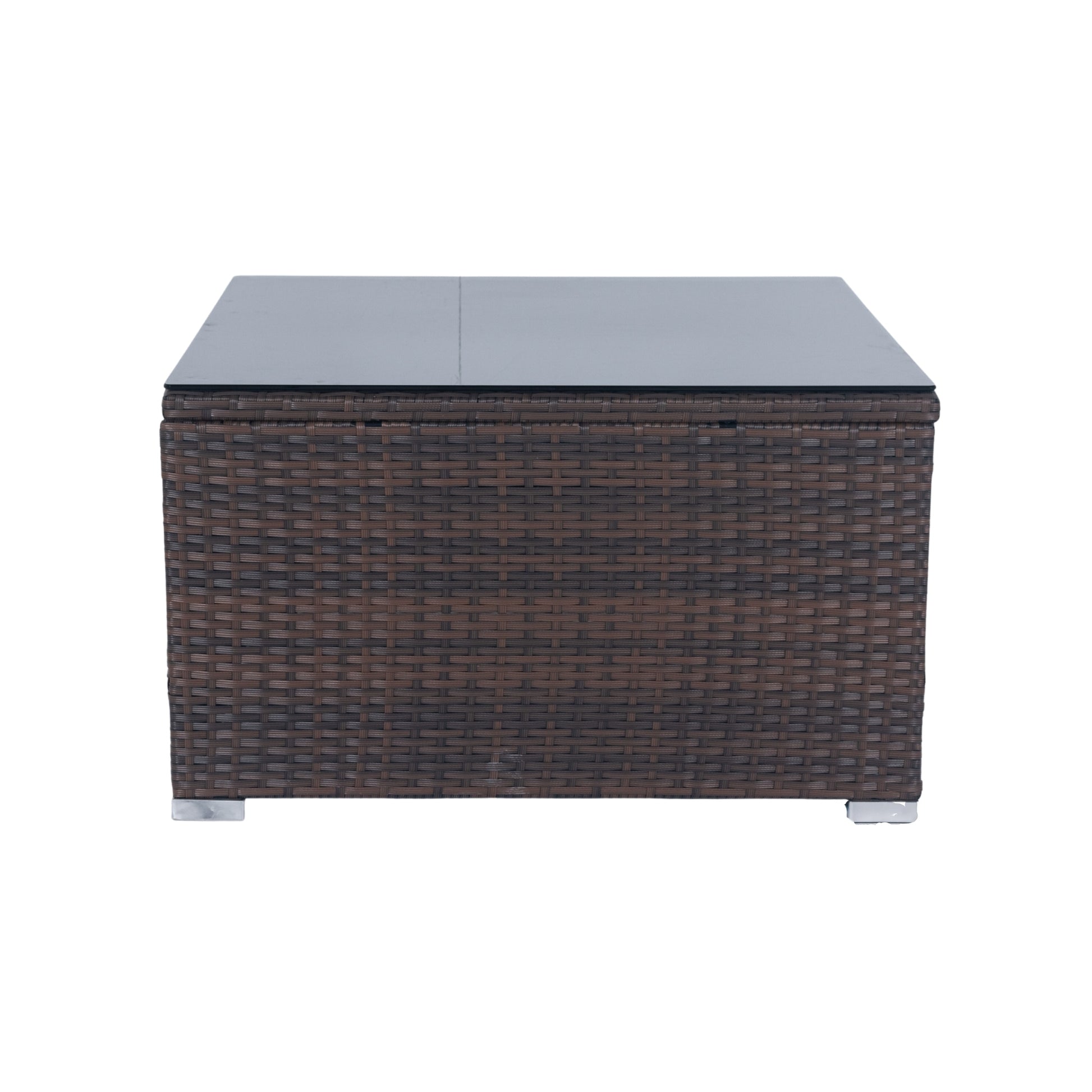 11 Piece Patio Wicker Conversation Set, 10 Seater Patio Sectional Set With 3 Storage Box Under Seat Brown Wicker White Cushion Yes Complete Patio Set Brown Rust Resistant Frame Mildew Resistant Cushion Garden & Outdoor Modern Complete Patio Sets Fiber