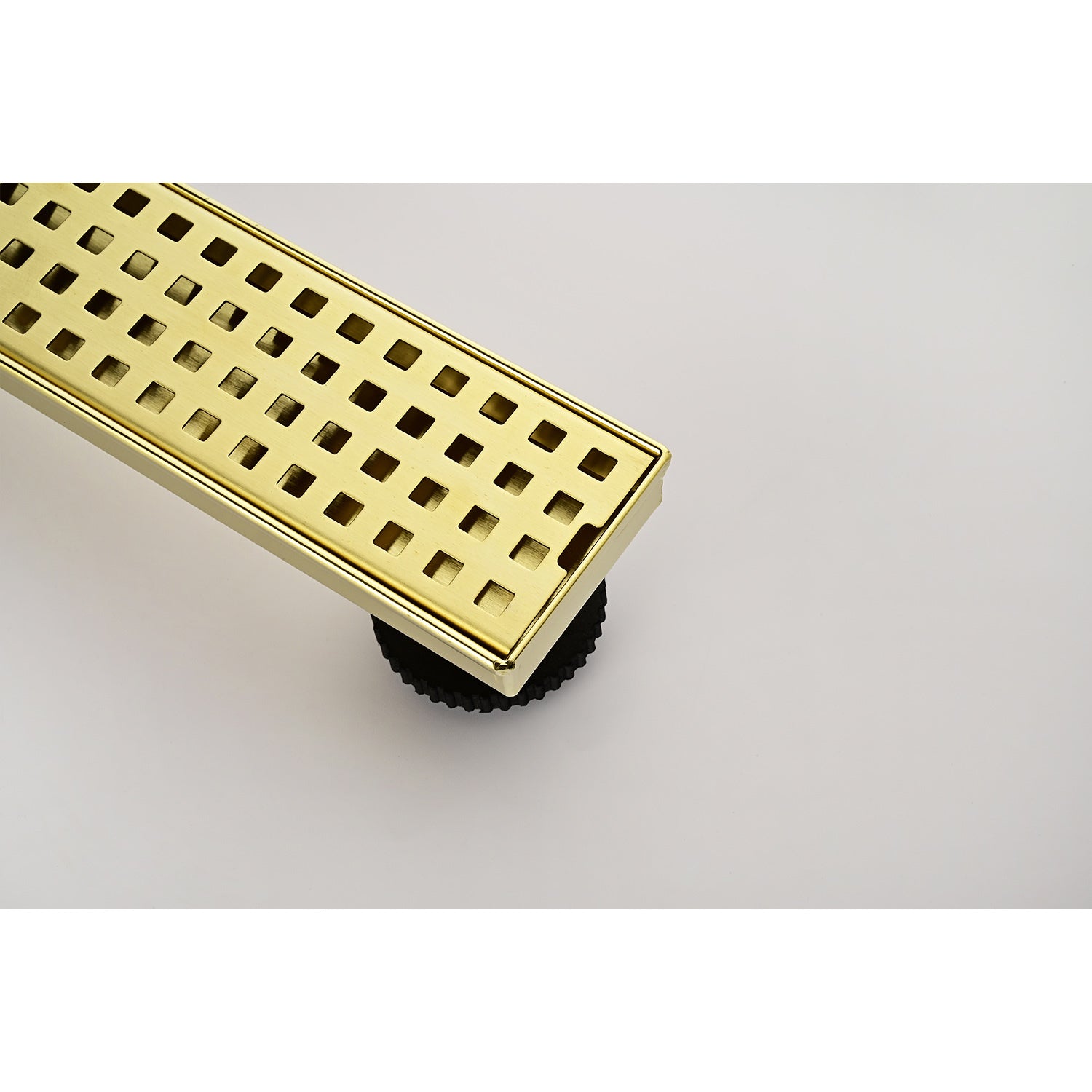 24 Inches Linear Shower Drain, Included Hair Strainer And Leveling Feet Brushed Gold Stainless Steel