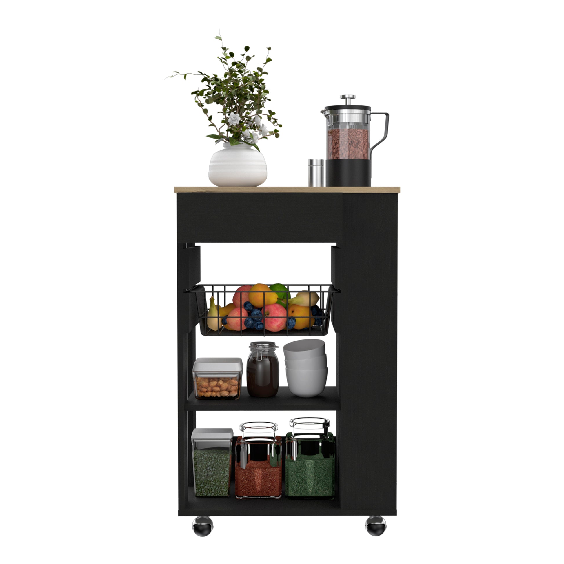 Kitchen Cart Sonex, Kitchen, Black Light Oak