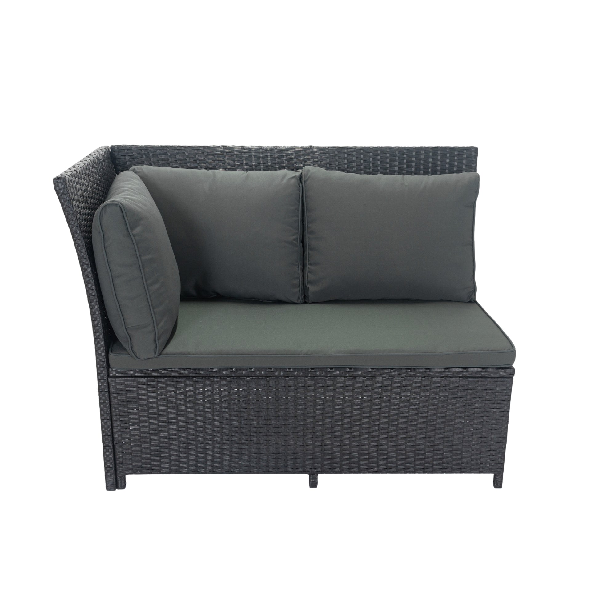 5 Piece Patio Wicker Outdoor Sectional Set 9 Seater Conversation Set With 3 Storage Under Seat Black Wicker Dark Grey Cushion Yes Complete Patio Set Black Rust Resistant Frame Mildew Resistant Cushion Garden & Outdoor Modern Complete Patio Sets Fiber