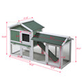 Large Wooden Rabbit Hutch Indoor And Outdoor Bunny Cage With A Removable Tray And A Waterproof Roof, Grey Green White Green Wood