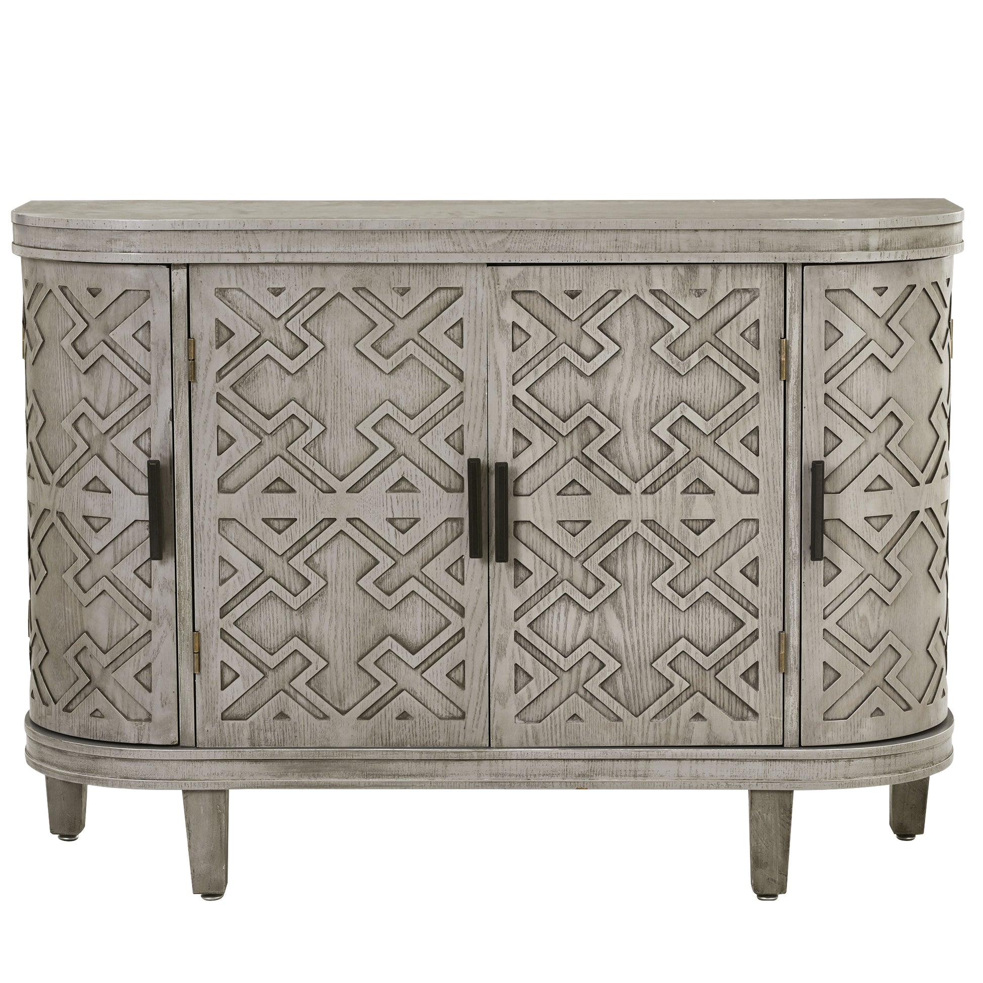 Accent Storage Cabinet Sideboard Wooden Cabinet With Antique Pattern Doors For Hallway, Entryway, Living Room Antique Gray Mdf