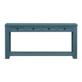 Console Table Sofa Table With Storage Drawers And Bottom Shelf For Entryway Hallway Dark Blue Dark Blue Solid Wood